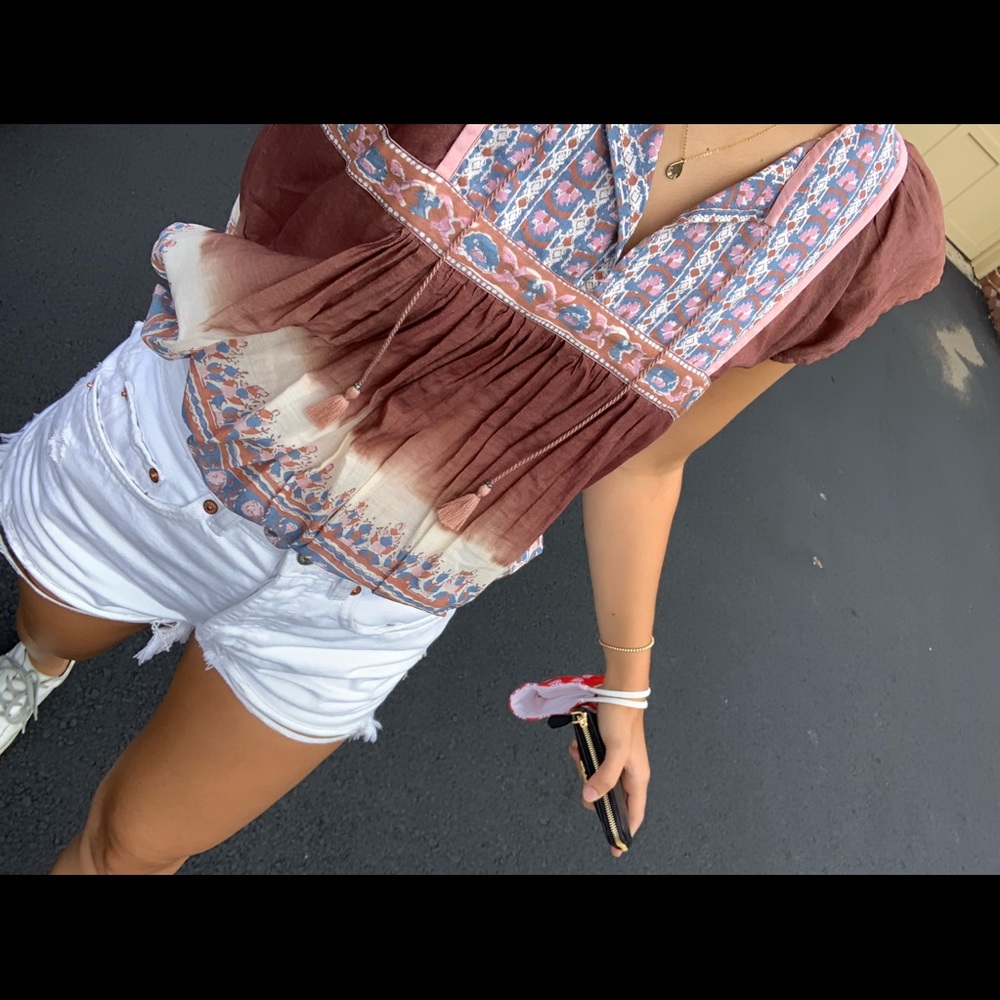 Ulla Johnson top in beautiful color and pattern with tassel tie